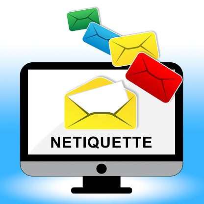 Netiquette Polite Online Behavoir Or Web Etiquette. Civility Protocol On Networks And Tech - 2d Illustration
