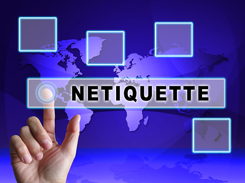 Netiquette Polite Online Behavoir Or Web Etiquette. Civility Protocol On Networks And Tech - 3d Illustration
