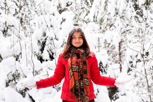 istock Woman portrait in winter forest 1093591064