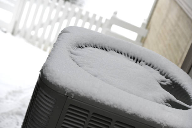 Winter Heat Pump stock photo