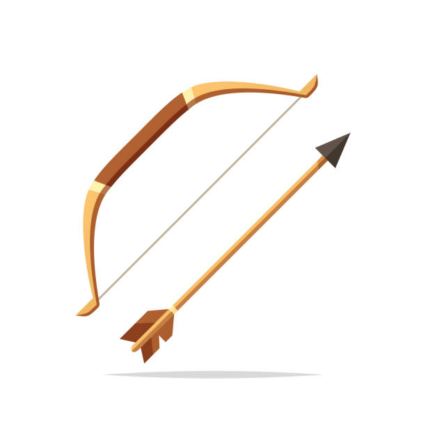 ilustraciones, imágenes clip art, dibujos animados e iconos de stock de arco y la flecha del vector ilustración aislada - bow and arrow