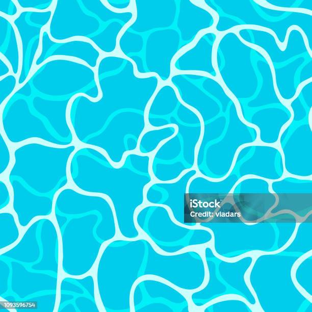 Seamless Vibrant Blue Water Surface Texture With Sun Reflections Vector Illustration Stock Illustration - Download Image Now