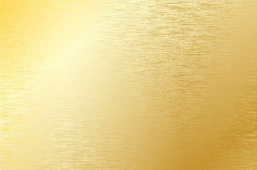 Brushed gold metal plate with light reflections. Vector illustration.