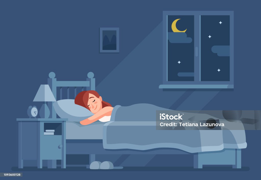 Ilustración de Señora Durmiendo Por La Noche Mujer Dormir En La Cama Bajo  El Concepto De Vector De Dibujos Animados De Duvet y más Vectores Libres de  Derechos de Dormir - iStock