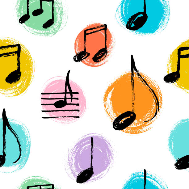 Music notes seamless vector pattern. - ilustração de arte vetorial