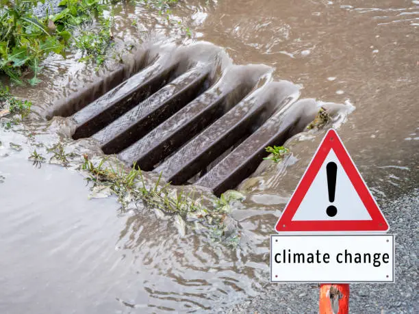 climate change Warning sign high water