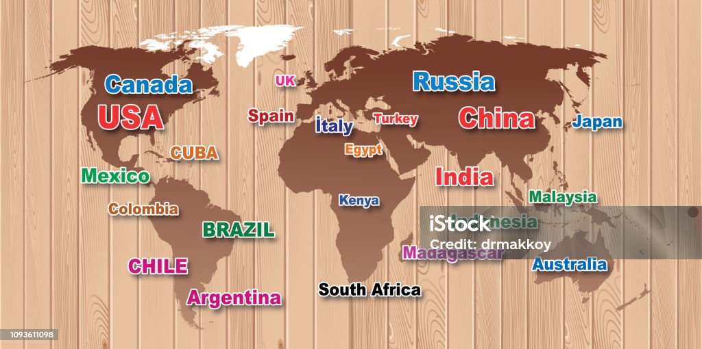 World countries map Map of WORLD
I have used 
http://legacy.lib.utexas.edu/maps/world_maps/world_physical_2015.pdf Africa stock vector