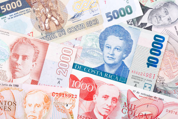 istock Old Costa Rican money, a background 1093614656