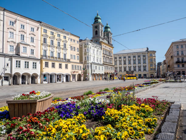 On the main square in Linz On the main square in Linz linz austria stock pictures, royalty-free photos & images