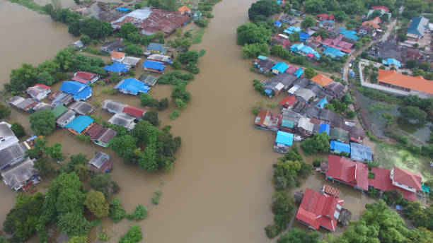 istock Aerial view of flood 1093615422