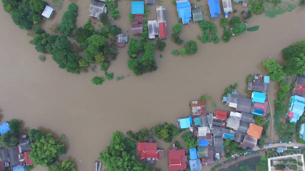 istock Aerial view of flood 1093615906