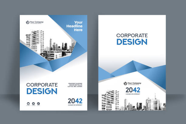 ilustrações de stock, clip art, desenhos animados e ícones de corporate book cover design template in a4 - letter a internet infographic arrow sign