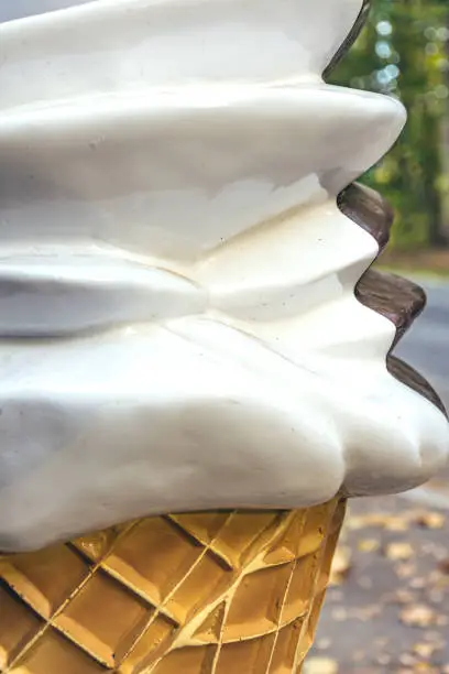 big artificial ice cream cone in nature