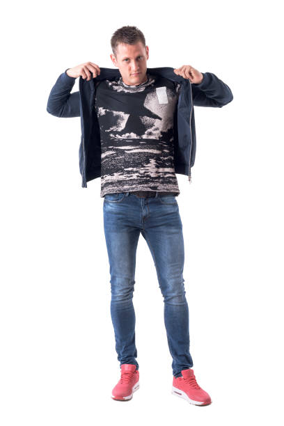 istock Confident young adult casual style man getting bomber jacket dressed up 1093624786