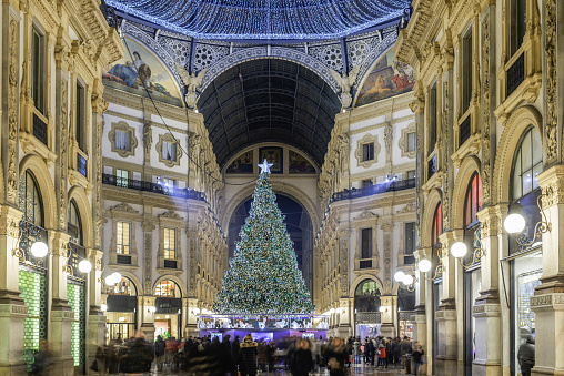 night views in Milan downtown during the Christmas season