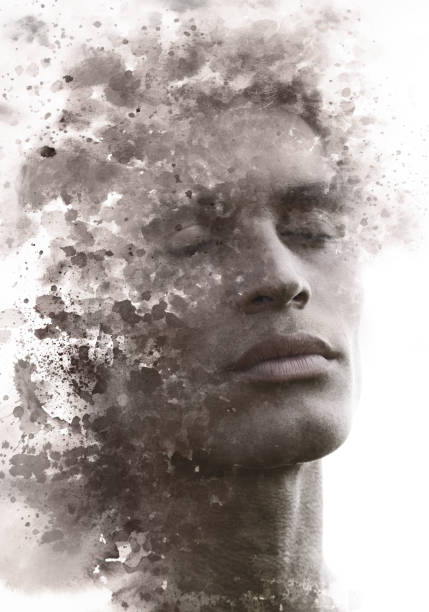 istock Paintography. Double exposure portrait of an attractive sexy model combined with hand drawn ink painting with depth and texture 1093627708
