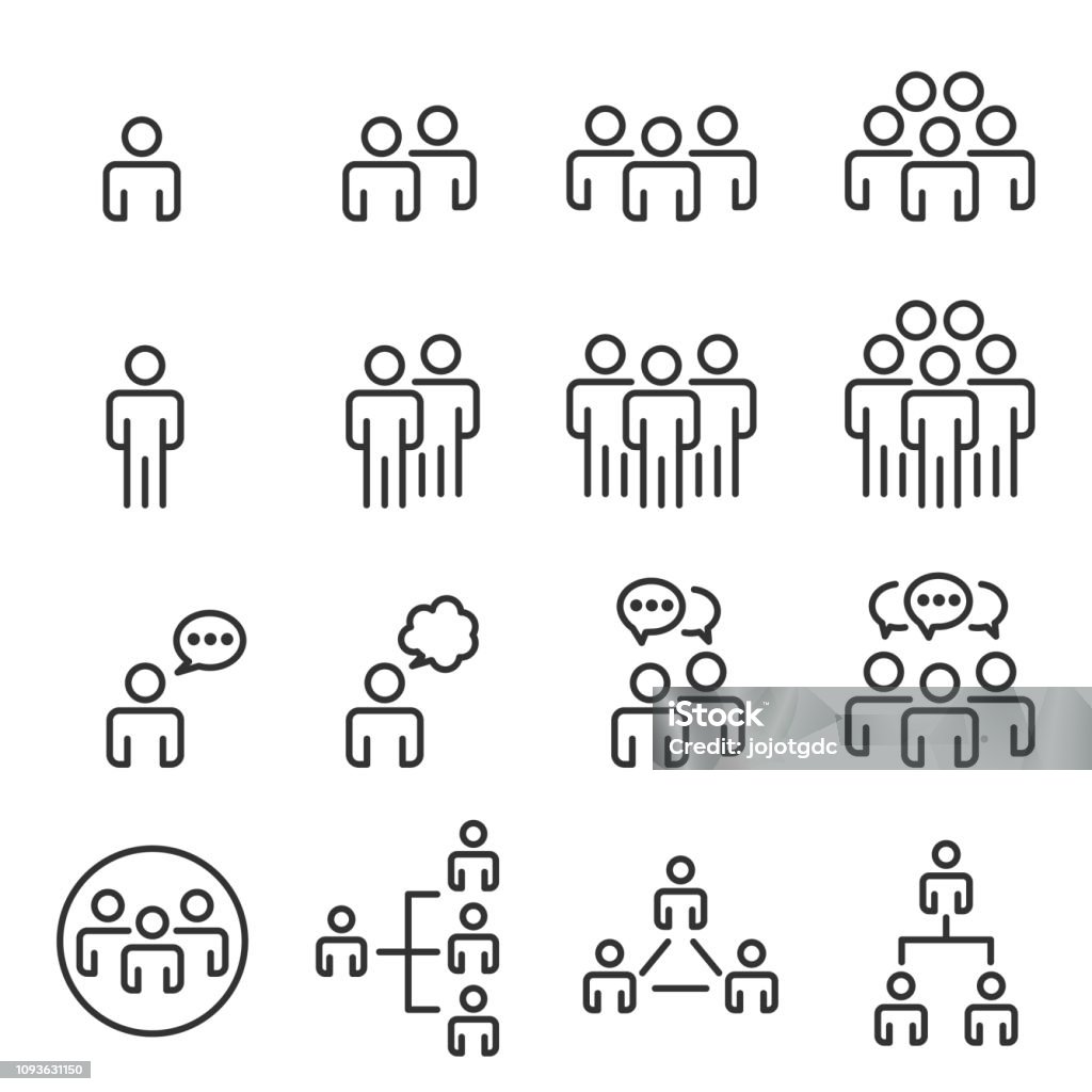 People Icons Line work group Team Vector Icon stock vector
