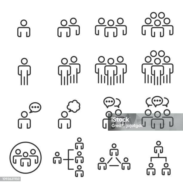 People Icons Line Work Group Team Vector Stock Illustration - Download Image Now - Icon, People, Group Of People