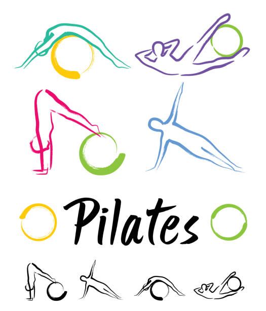 Pilates class Vector illustration of pilates class pilates stock illustrations