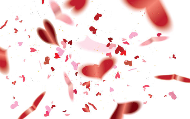 istock Realistic falling blurred transparent red heart shaped confetti isolated on white background,Valentine's day concept 1093640240