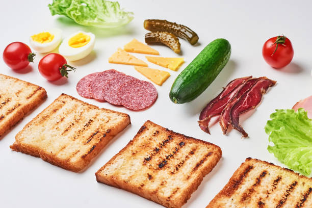 istock Sandwich ingredients on a white background, top view 1093655806