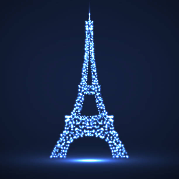 Abstract Eiffel Tower Of Glowing Particles Stock Illustration - Image Eiffel Tower - Paris, Illuminated, Glowing - iStock