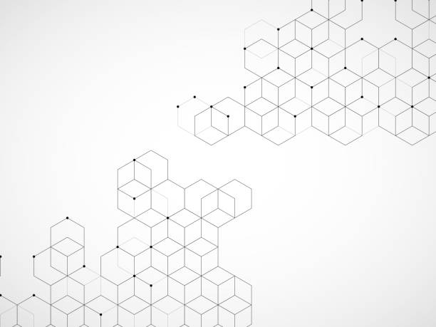 illustrazioni stock, clip art, cartoni animati e icone di tendenza di sfondo geometrico astratto con cubi. concetto geometrico con linee e punti - hexagon honeycomb repetition connection