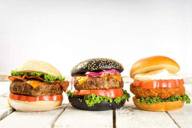 istock various black bun beef chicken burger sandwich 1093669240