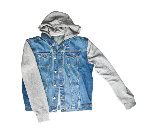 istock Jeans vest with hoodie isolated on white background. 1093672638