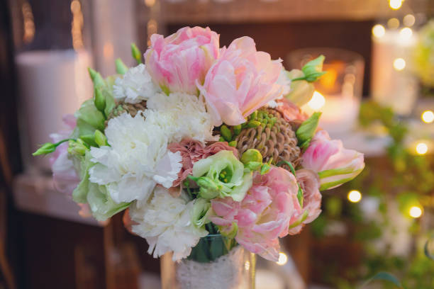 istock Wedding floral decoration on the table in focus 1093672762