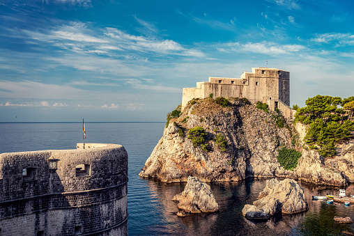 Beautiful Dubrovnik's Fortress Lovrijenac, Adriatic Sea, Croatia
