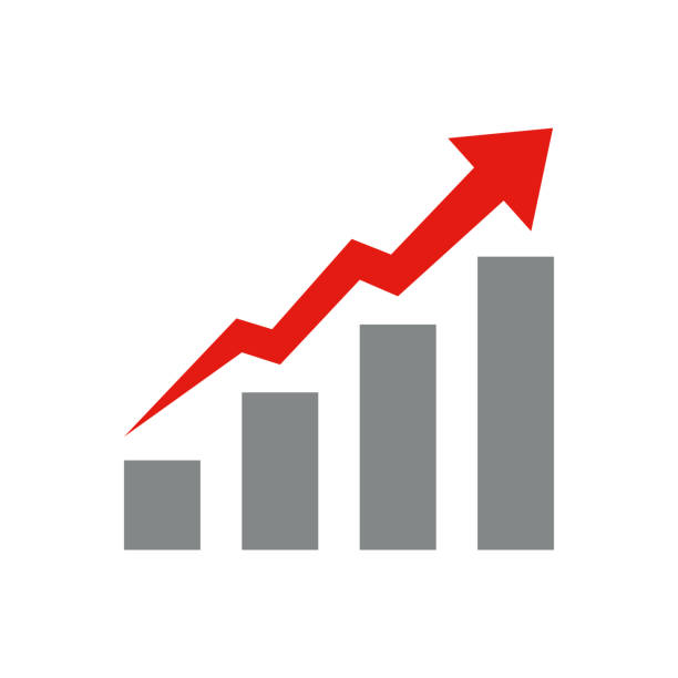 wachsende graph, bar symbol. vektor - bar graph stock-grafiken, -clipart, -cartoons und -symbole