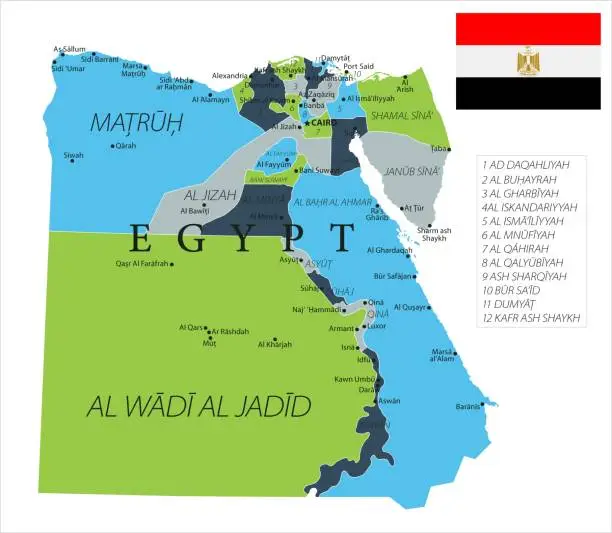 Vector illustration of Map of Egypt - Vector