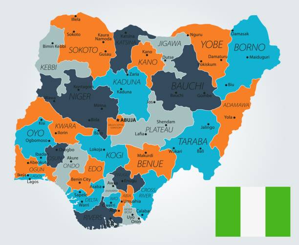 13 - nigérie - modrooranžová 10 - kano stock ilustrace