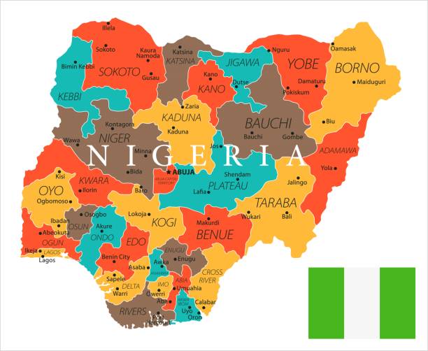 mapa nigérie - vector - kano stock ilustrace