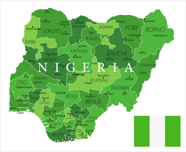 15 - nigérie - zelená izolovaná 10 - kano stock ilustrace