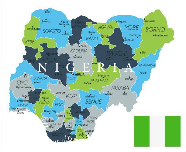 mapa nigérie - vector - kano stock ilustrace