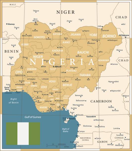 22 - nigérie - vintage zlatá tma 10 - kano stock ilustrace