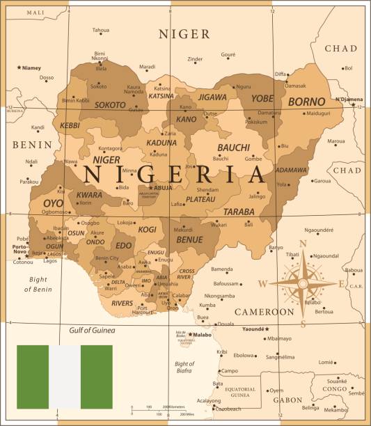 25 -nigérie - vintage golden 10 - kano stock ilustrace