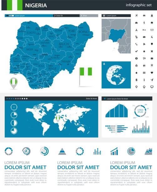 34 - nigérie - modrá šedá infographic q10 - kano stock ilustrace
