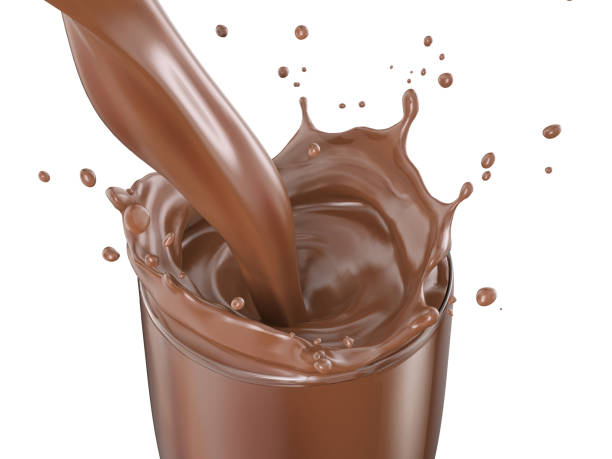 istock Glass with liquid chocolate pour and splash. On white background. 1093683676