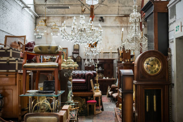Furniture on flea market, Germany Germany: Furniture on flea market. second hand chairs stock pictures, royalty-free photos & images