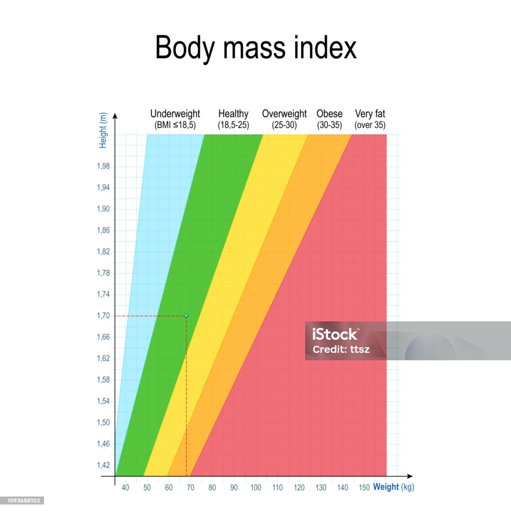 Body-mass-Index (BMI). Gewicht Höhe Diagramm. - Lizenzfrei Body-Mass-Index Vektorgrafik