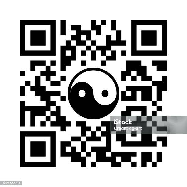 Smartphone Readable Qr Code Keep Calm And Balance With Yin Yang Symbol Stock Illustration - Download Image Now