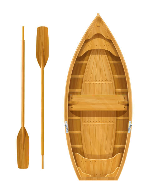 istock Wooden boat with paddles for fishing. 1093693004