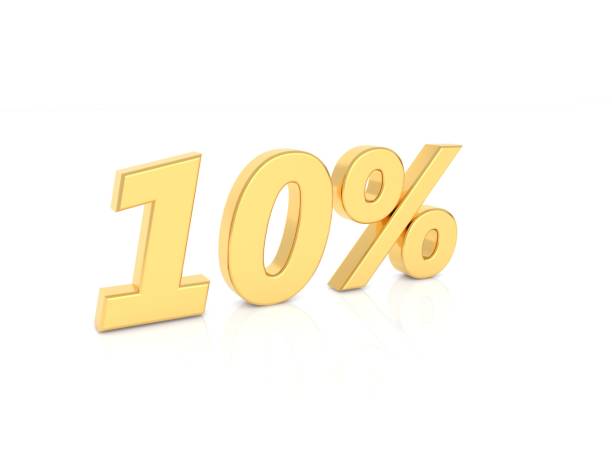 istock 10% gold numbers on a white background. 1093693038