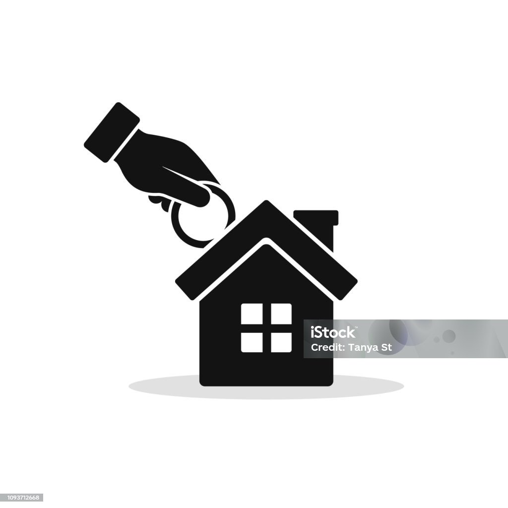 Hand puts money in house piggy bank icon. Vector flat style illustration. Invest in home concept Hand puts money in house piggy bank icon. Vector flat style illustration. Invest in home concept. House stock vector