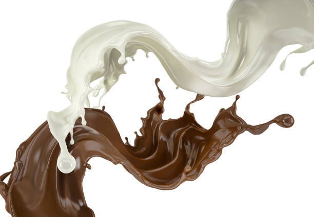 istock Milk and chocolate splashes flying in the air. 1093721120