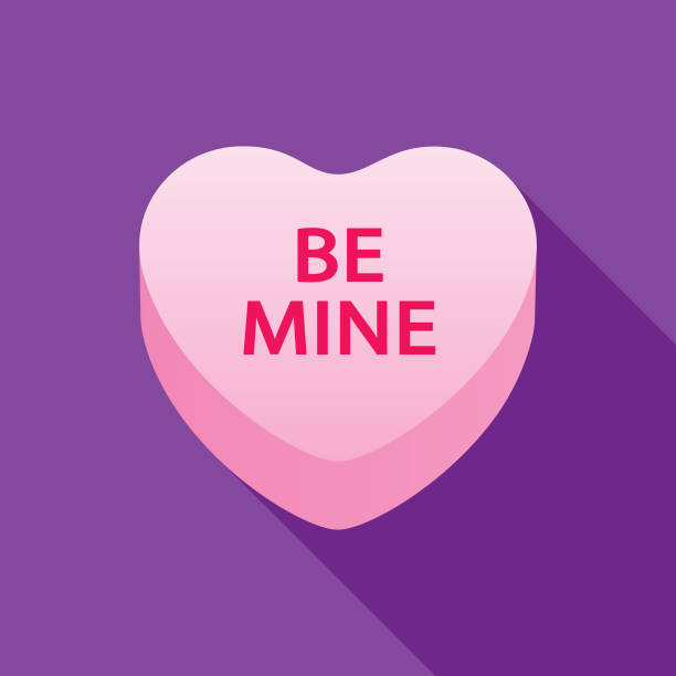 ilustraciones, imágenes clip art, dibujos animados e iconos de stock de ser mina san valentín icono de corazón de caramelo - candy heart candy valentines day heart shape