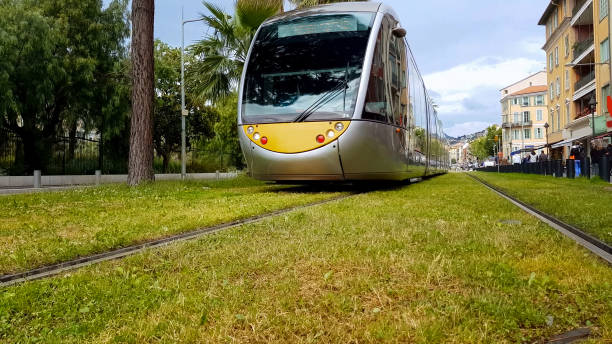 istock City train moving on railways, passengers transportation, eco-friendly vehicle 1093726224